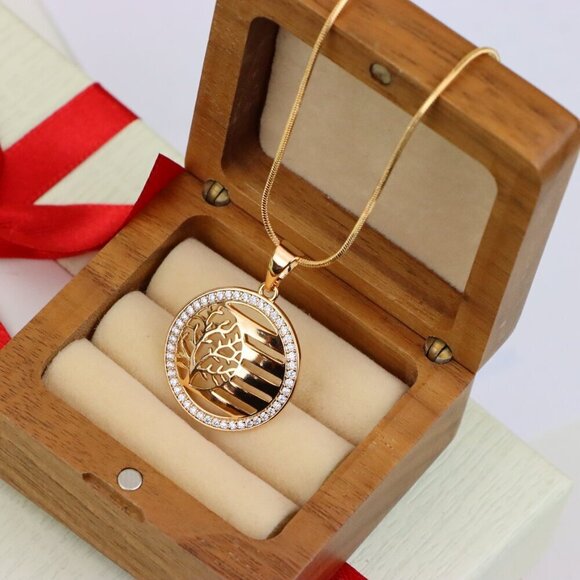 "Tree of Life Circle Pendant in Rose Gold, XPPT1322 - Picture 7 of 13